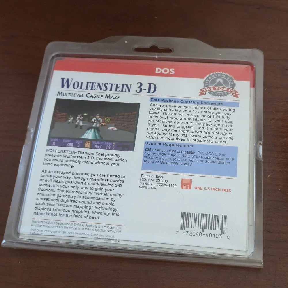 RARE Vintage Wolfenstein 3D Escape From Multilevel Castle Maze Floppy DOS Game
